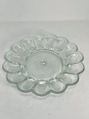 Vintage Clear Indiana Glass Hobnail Deviled Egg Platter Tray Plate MCM Server